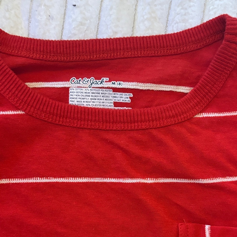 Cat & Jack kids Red and White Striped Tee